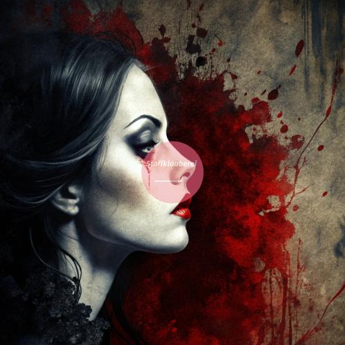 "Red Tears seitlich" Kunstleder 40x40cm